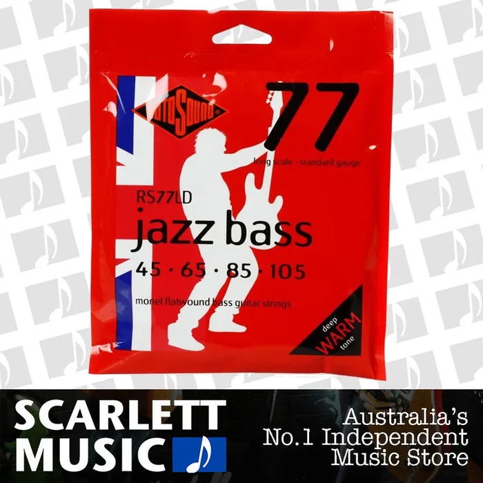 Rotosound RS-77LD Handmade Monel Flatwound Jazz Bass Guitar Strings 45-105