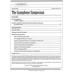Saxophone Symposium Volume 19/2 (Spring, 1994) – Journal