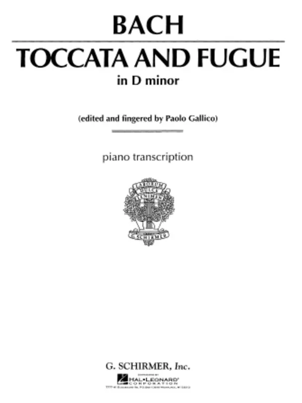 Schirmer – Bach – Toccata And Fugue D Minor Bwv565 Piano