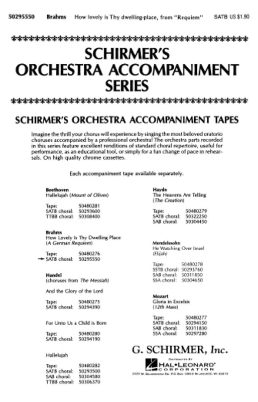 Schirmer – How Lovely Is Thy Dwelling Place SATB