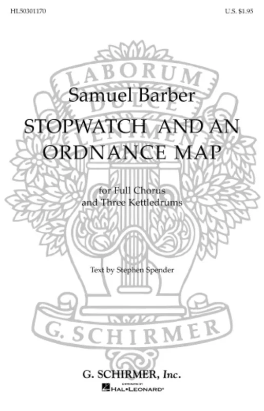 Schirmer – Stopwatch And An Ordinance Map TTBB/Timpani