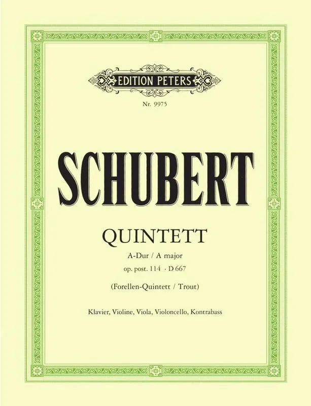 Schubert – Quintet In A Trout Op 114 D667 (Set Of Parts) Book