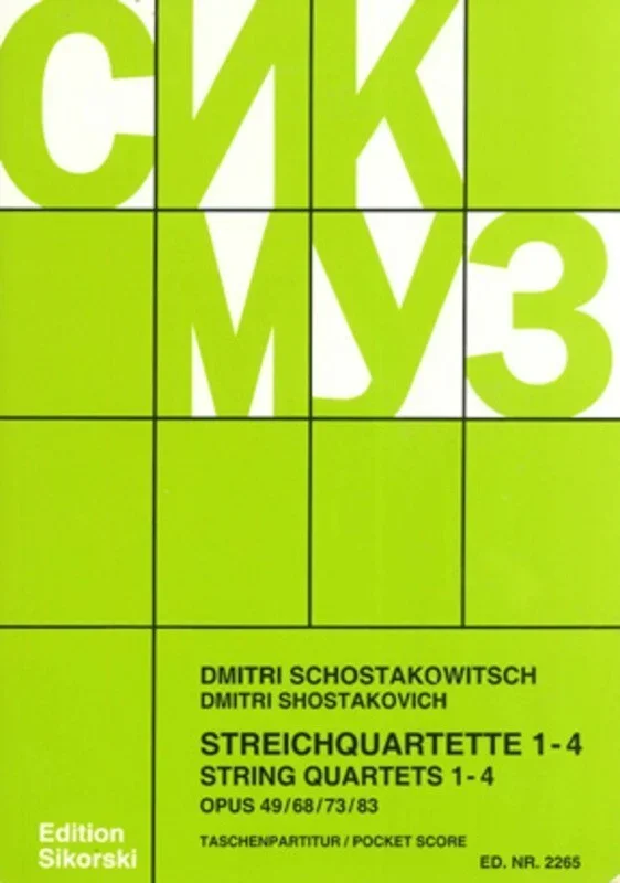Shostakovich – String Quartets Nos 1-4 Study Score (Softcover Book)