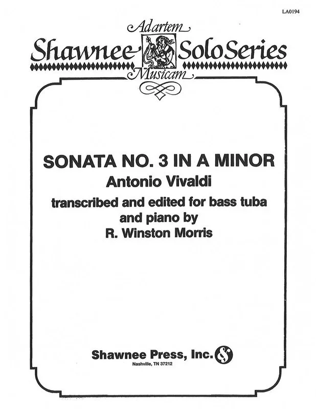 Sonata No 3 In A Minor Tuba/Piano Book