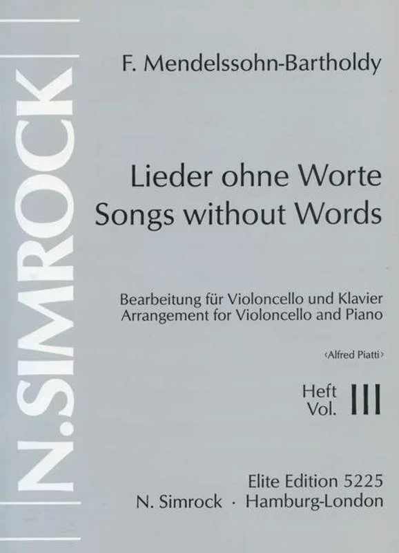 Songs W/O Wrds 3 Cello Book