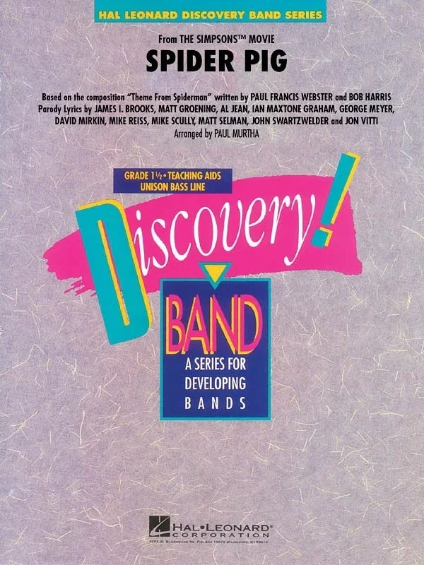 Spider Pig From The Simpsons Movie Discovery Concert Band 1.5 (Music Score/Parts)