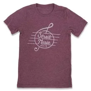 Strait Music Retro Logo Tee – Maroon with White Logo