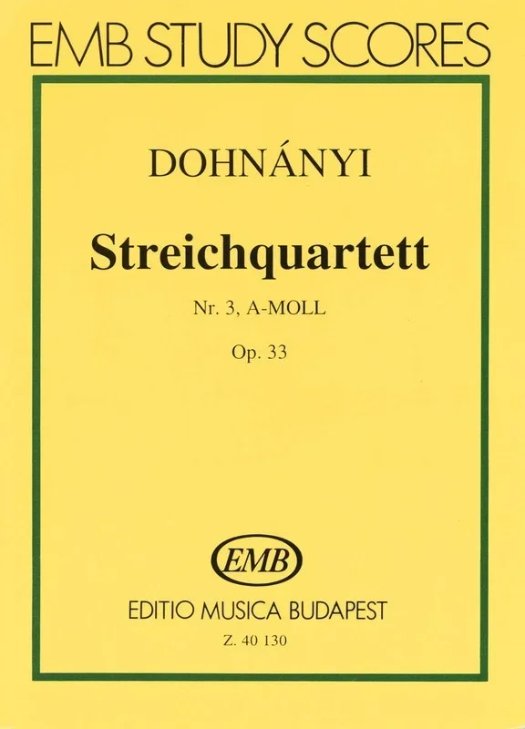 String Quartet No 3 In A Minor Op 33 (Music Score)