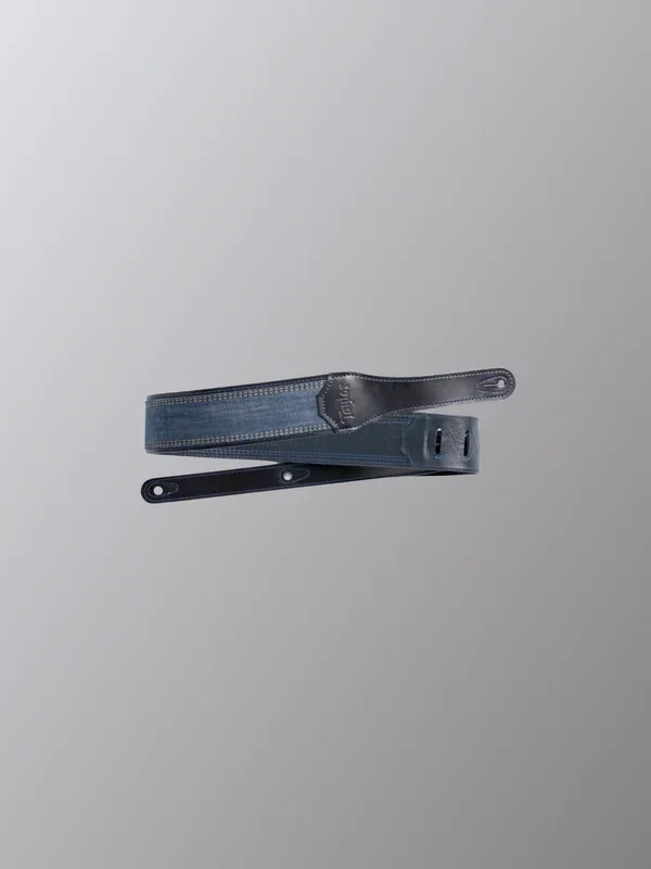 Taylor Blue Denim Strap,Navy Leather Edges,2.5″ Embossed Logo