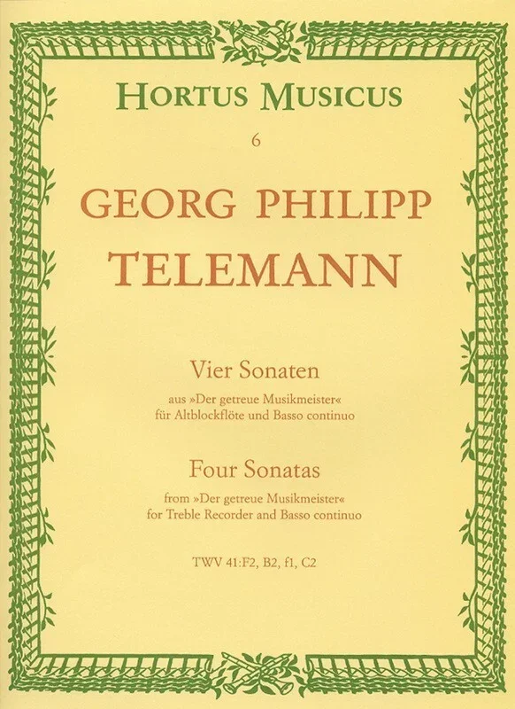 Telemann – 4 Sonatas Treble Recorder/Piano (Softcover Book)