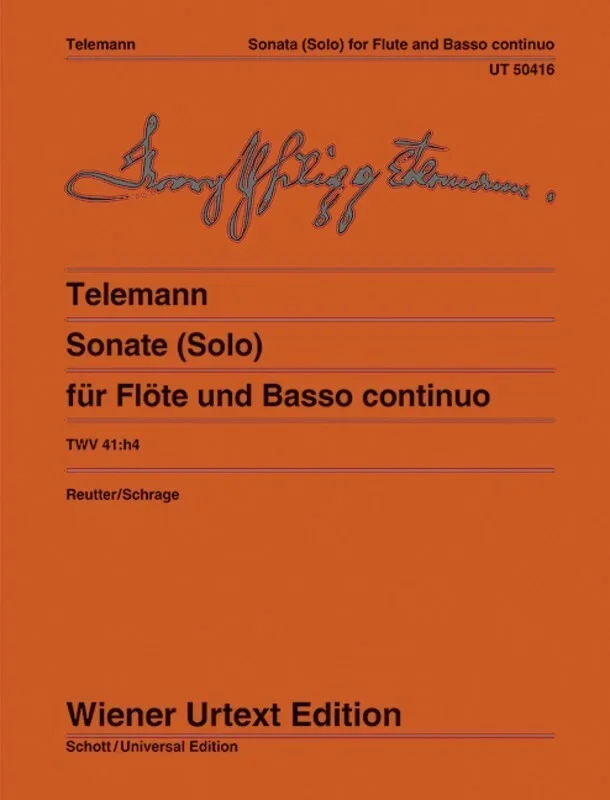 Telemann – Sonata Twv 41:H4 Flute/Piano (Bc) (Softcover Book)