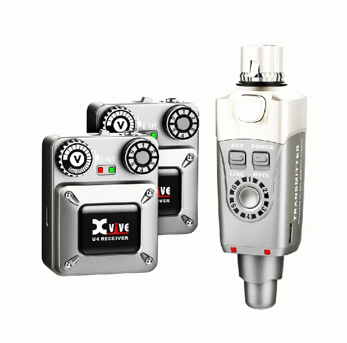 The XVIVE U4 wireless In-ear monitor system. One transmitter and two receiver.