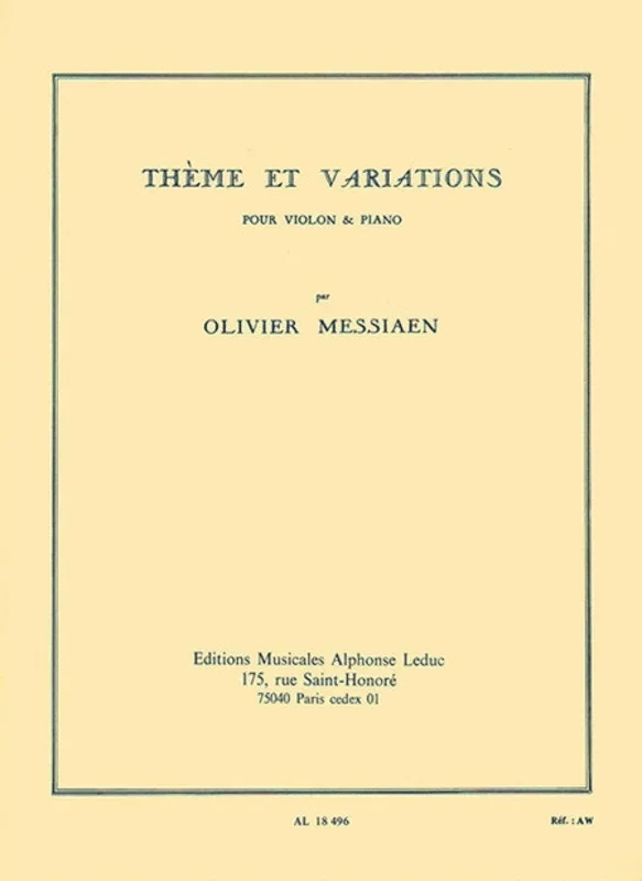 Theme And Variation Violin/Piano (Softcover Book)