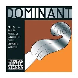 Thomastik-Infeld Dominant Cello Single A String – 142 Synthetic Core / Chrome Winding – 3/4 Scale Medium Tension