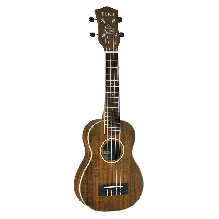 Tiki ‘9 Series’ Koa Solid Top Soprano Ukulele with Hard Case (Natural Satin)