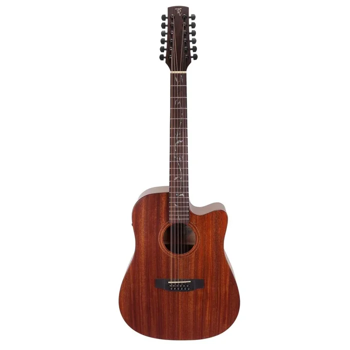 Timberidge ‘Messenger Series’ 12-String Mahogany Solid Top Acoustic-Electric Dreadnought Cutaway Guitar with ‘Tree of Life’ Inlay (Natural Satin)
