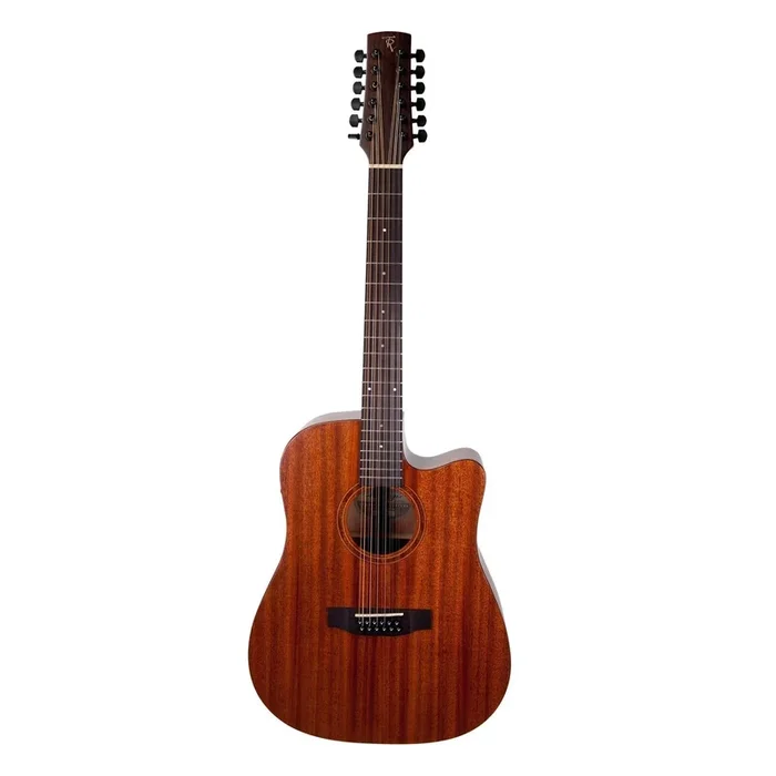 Timberidge ‘Messenger Series’ 12-String Mahogany Solid Top Acoustic-Electric Dreadnought Cutaway Guitar (Natural Satin)
