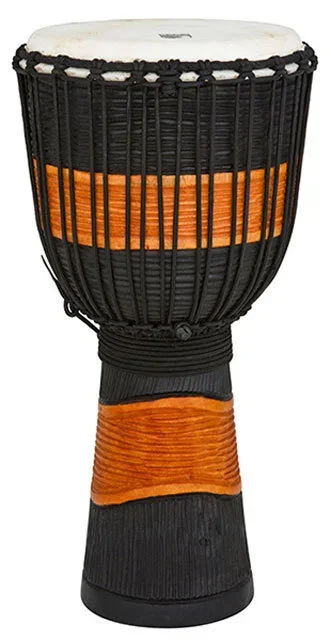 Toca Street Carved Series Wooden Djembe 10″ Synthetic Head in Black & Brown