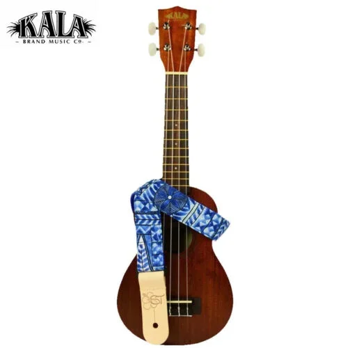 Ukulele Strap 1.5″ Premium Blue Tapa