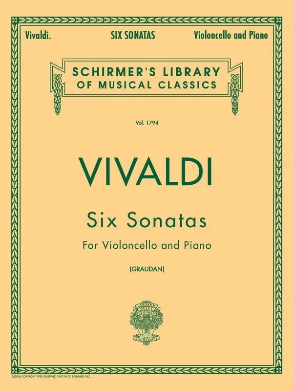 Vivaldi – 6 Sonatas For Cello/Piano (Softcover Book)