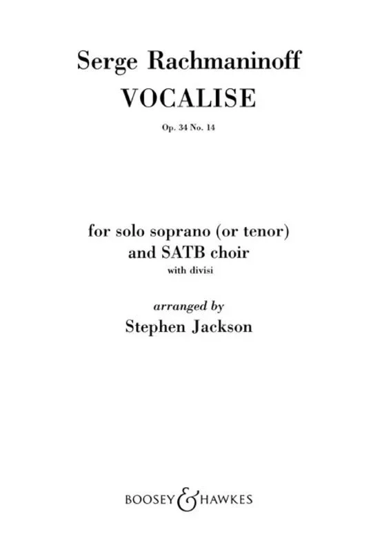 Vocalise Choral Score Sop Or Ten And Mixed Choir (Choral Music Score) Book