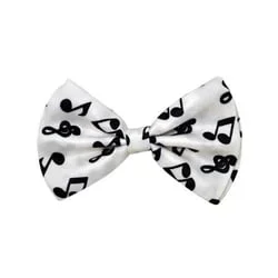 White Bowtie with Black Notes