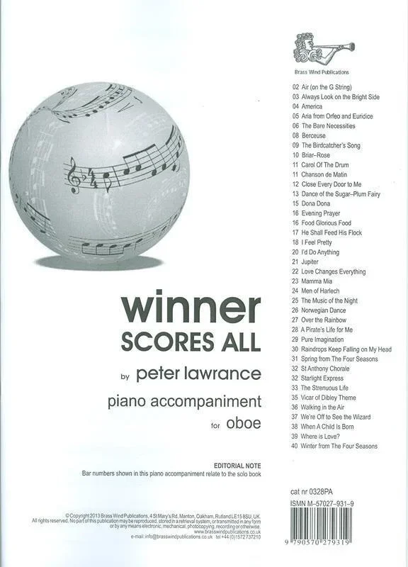 Winner Scores All For Oboe Piano Accomp (Softcover Book)