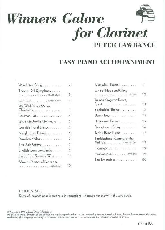Winners Galore Clarinet Piano Accompaniment (Softcover Book)