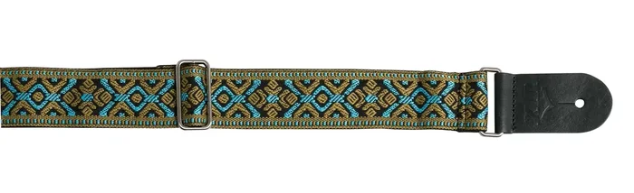 XTR 2 Inch Deluxe Jacquard Weave Guitar Strap – Vintage Blue Gold Tapestry Pattern