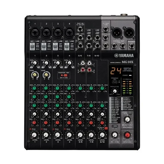 Yamaha MG10X 10 Channel Mixing Console w/ D-PRE Mic Preamps 1-Knob Compressors & Effects